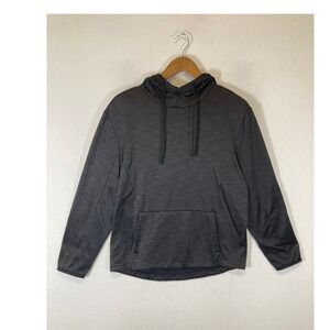 Athletic Tek Gear Men Med Charcoal Gray Heathered Performance Hoodie Sweatshirt
